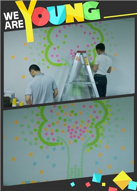 正能量伙伴在构建梦想墙 正能量伙伴在构建梦想墙